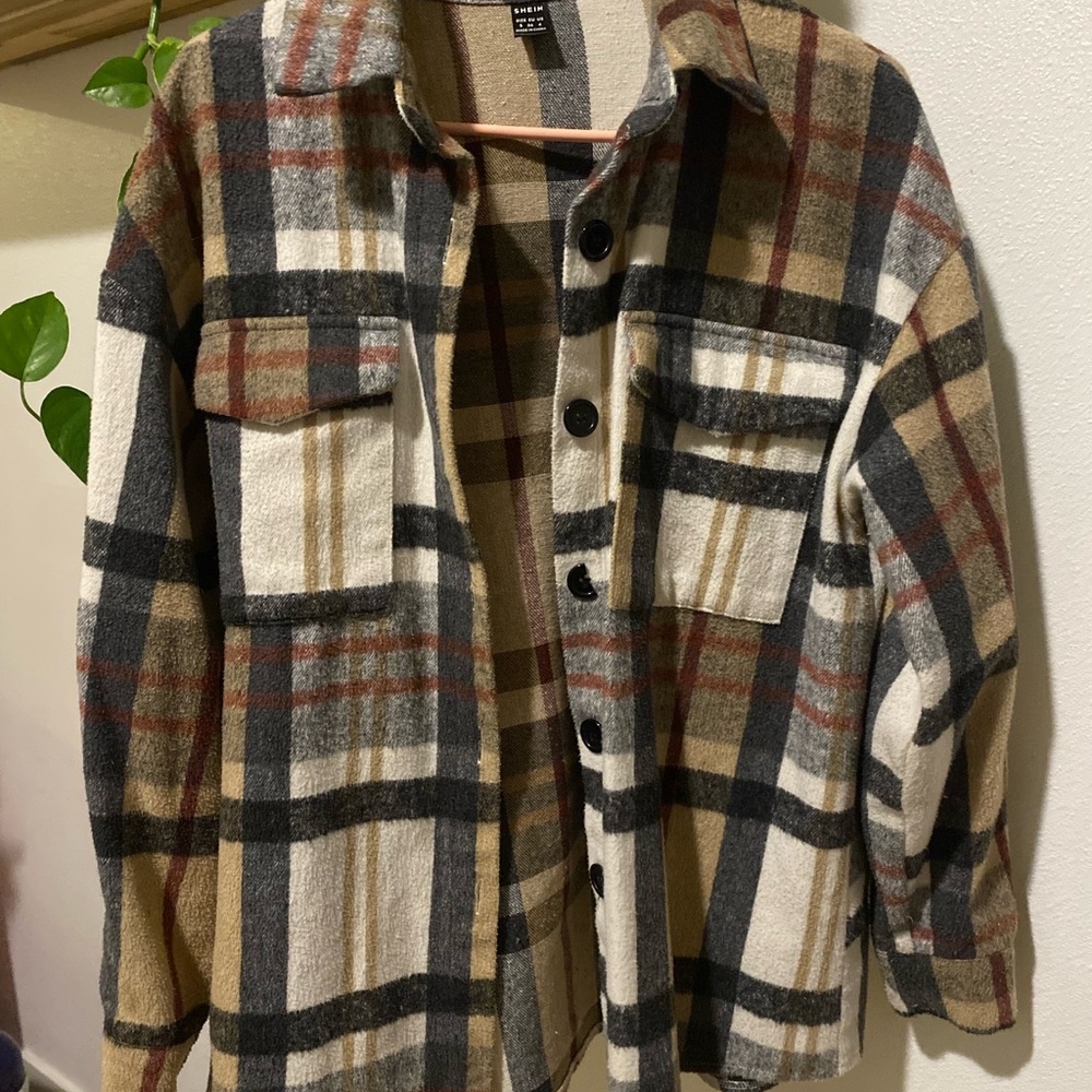 Plaid Button-Up Jacket